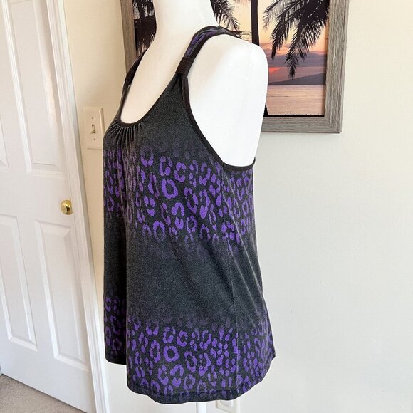 Nollie Racerback Tank Top | Black & Purple | Animal Print | Size Medium | Y2K - Picture 3 of 6